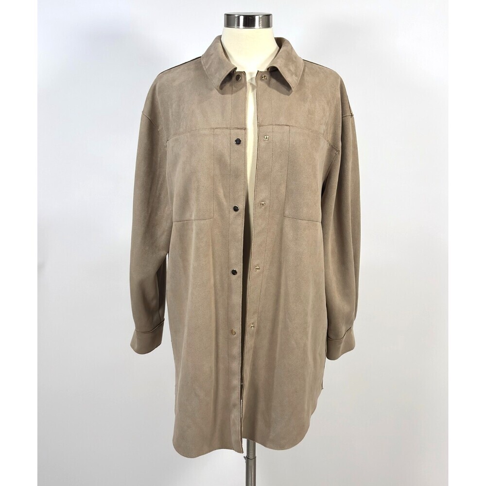 Truth by Republic Faux Suede Shirt Jacket Cafe Brown - Large
